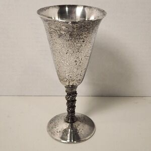 Vintage Valero Silver Plate EPB Wine Goblet Spain Twisted Grapevine‎ Stem Tall